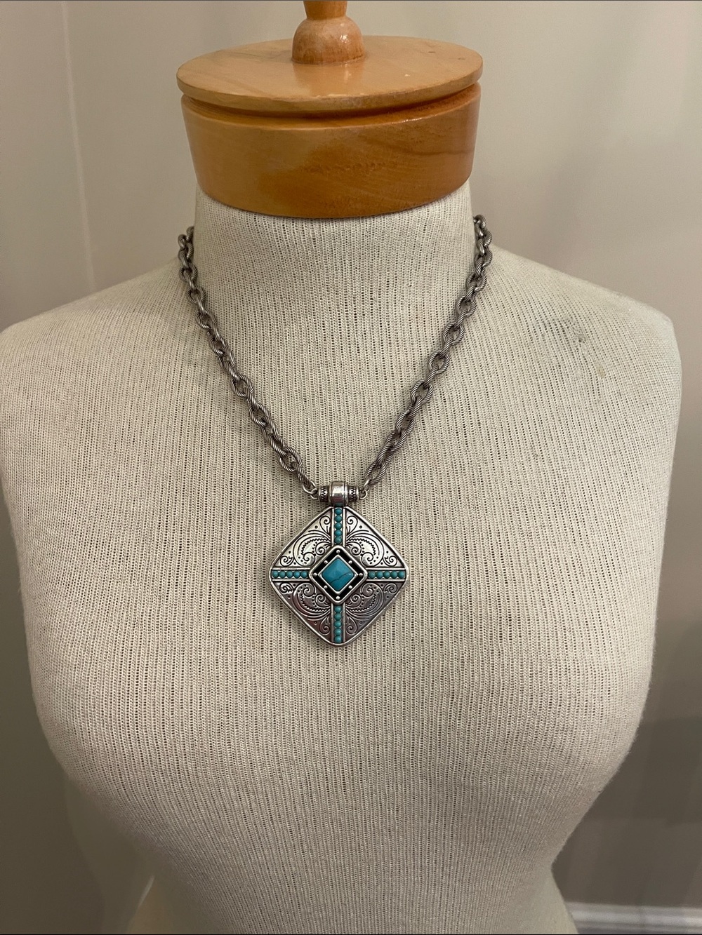Brighton Primrose Pendant Necklace Silver-Turquoise - Picture 4 of 16